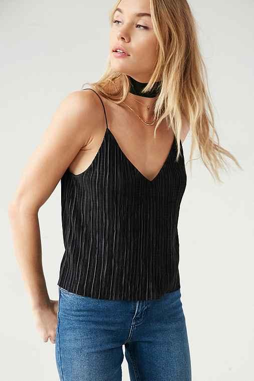 Urban Outfitters Silence + Noise Baby Pleat Slip Cami,black,m