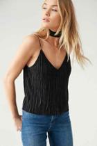 Urban Outfitters Silence + Noise Baby Pleat Slip Cami,black,m