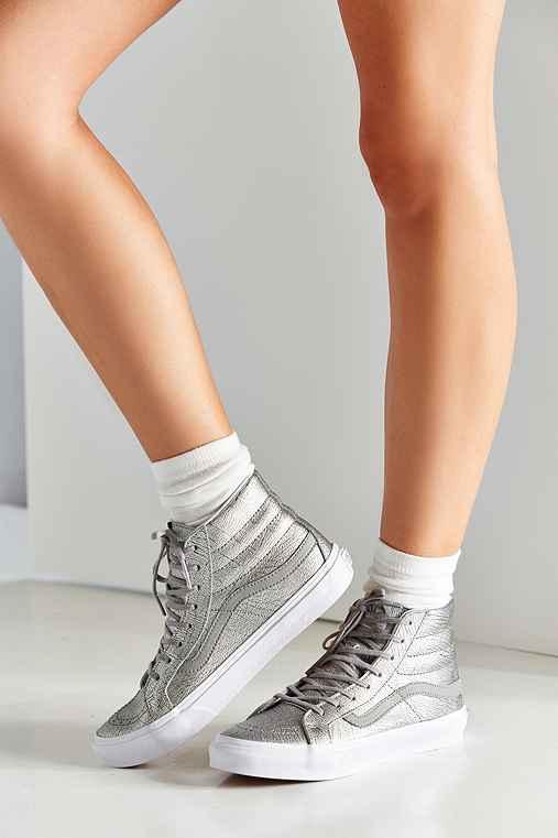 Urban Outfitters Vans Sk8-hi Slim Metallic Foil Sneaker,silver,w 6/m 4.5