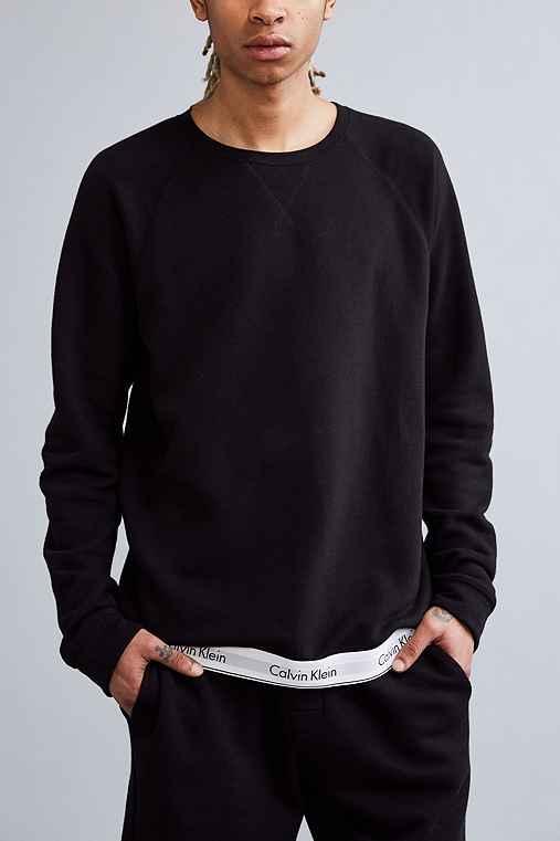 Urban Outfitters Calvin Klein Modern Cotton Lounge Crew Neck Sweatshirt,black,s
