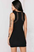 Urban Outfitters Silence + Noise Mesh Inset Bodycon Mini Dress,black,xs