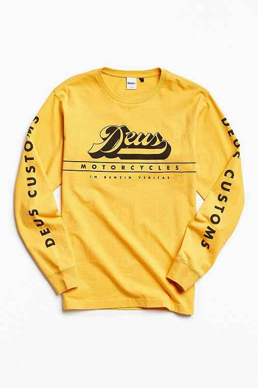 Urban Outfitters Deus Ex Machina Avocet Long Sleeve Tee,yellow,l