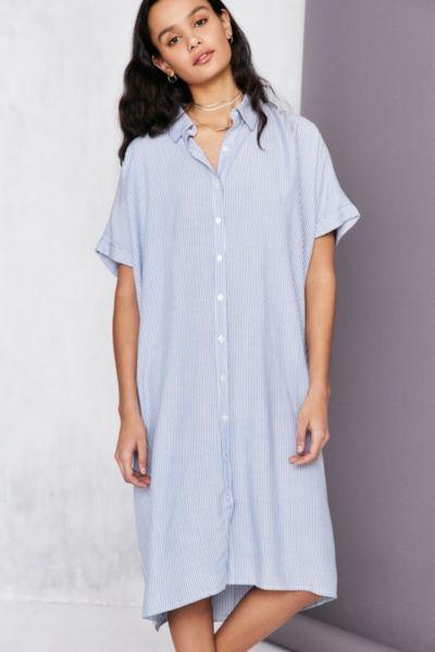 Silence + Noise Button-down Cocoon Shirt Midi Dress