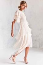 Urban Outfitters Keepsake Say You Will Ruffle Tier Midi Dress,ivory,xs