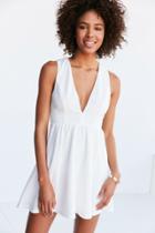 Urban Outfitters Lucca Couture Plunging Textured Fit + Flare Dress