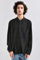 Urban Outfitters Uo Faux Suede Band Collar Button-down Shirt