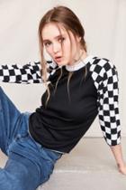 Urban Renewal Vintage Checkered Baseball Long Sleeve Tee
