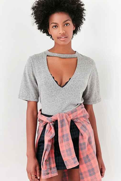 Urban Outfitters Truly Madly Deeply Cut It Out Tee,grey,xs