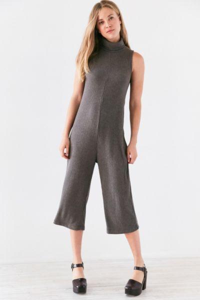 Kensie Rib Sweater Turtleneck Culotte Jumpsuit