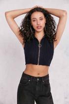 Urban Outfitters Silence + Noise Sleeveless Zip Hoodie Sweater,navy,m