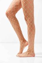 Urban Outfitters Exaggerated Diamond Fishnet Tight,beige,one Size