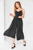Urban Outfitters Silence + Noise Molly Cupro Culotte Jumpsuit,washed Black,l