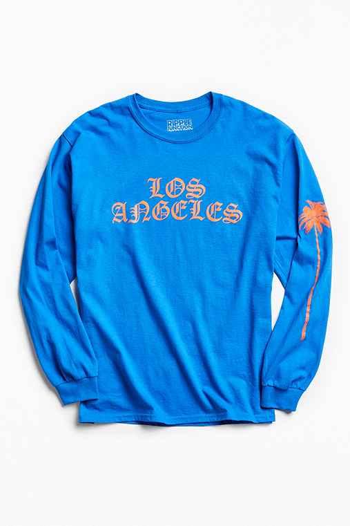 Urban Outfitters Los Angeles Palm Tree Long Sleeve Tee,blue,xl