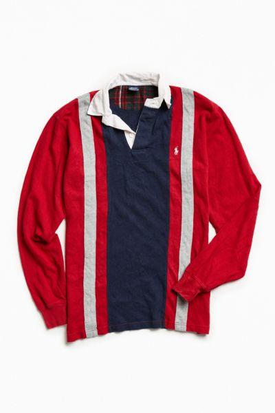 Urban Outfitters Vintage Vintage Polo By Ralph Lauren Red + Navy Rugby Shirt