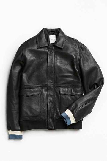 Urban Outfitters Wood Wood Dean Leather Jacket,black,xl