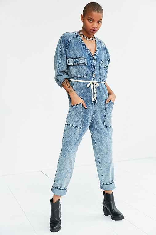 Urban Outfitters Bdg Riveter Denim Coverall Jumpsuit,rinsed Denim,s