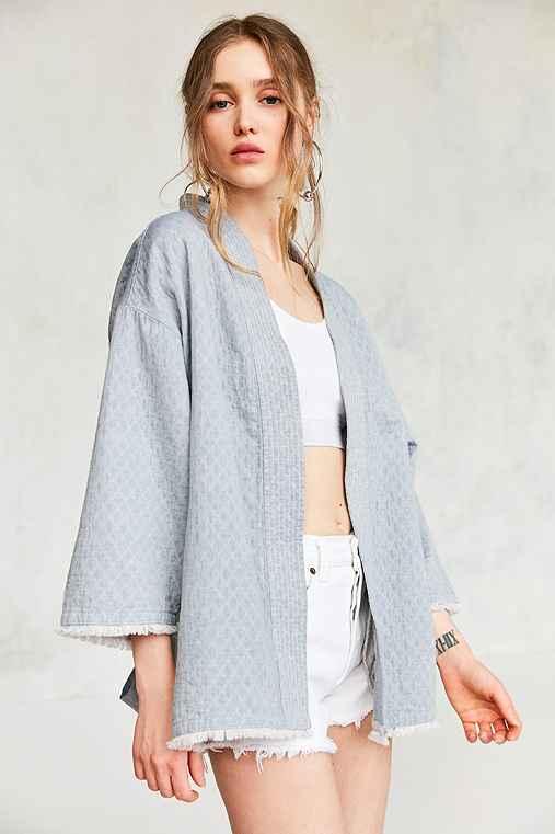 Urban Outfitters Kimchi Blue Bella Chambray Robe Jacket,light Blue,l