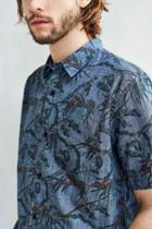 Urban Outfitters Cpo Vine Chambray Short-sleeve Button-down Shirt,blue,xl