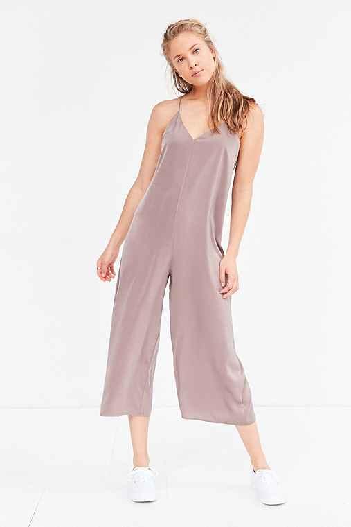 Urban Outfitters Silence + Noise Satin Slip Culotte Jumpsuit,mauve,s