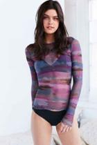 Urban Outfitters Out From Under Mesh Long Sleeve Top,blue Multi,m