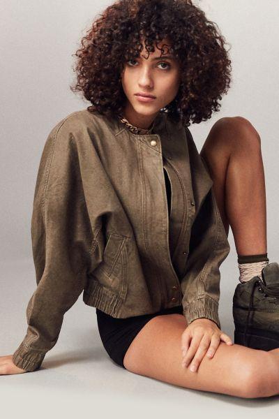 Silence + Noise Lara Dolman-sleeve Utility Bomber Jacket