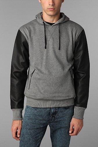 The Narrows Faux Leather Sleeve Pullover Hoodie