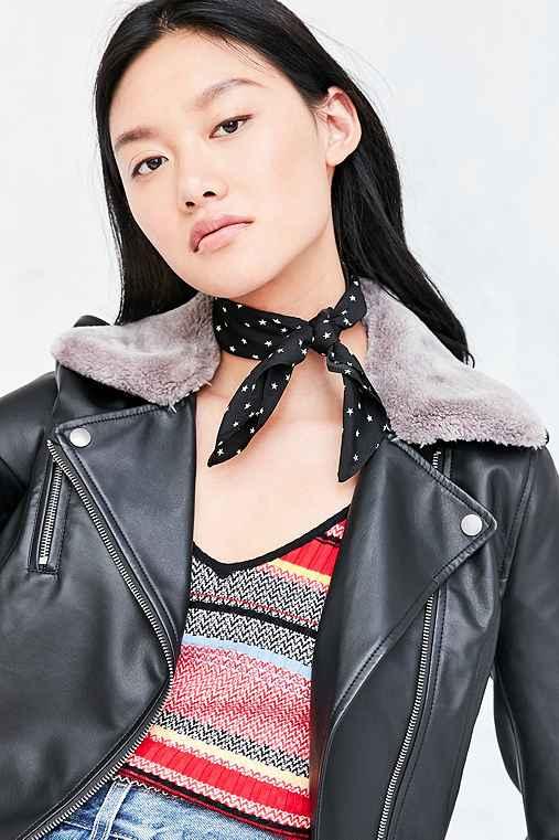 Urban Outfitters Ecote Silky Mini Square Scarf,black,one Size