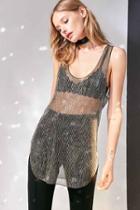 Urban Outfitters Silence + Noise Ema Shimmer Tunic Tank Top,gold,xs