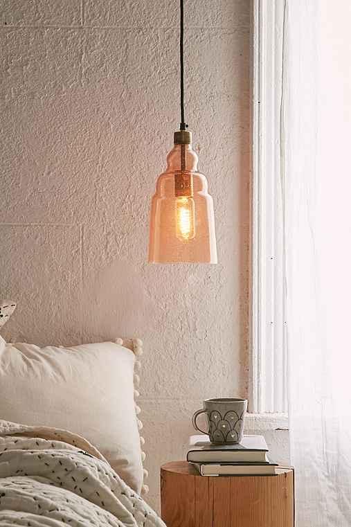 Urban Outfitters Ezra Narrow Blown Glass Pendant Light,rose,one Size