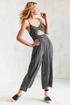 Urban Outfitters Ecote Yarn Dyed Striped Cutout Jumpsuit,black & White,4
