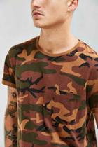 Urban Outfitters Feathers Printed Roll Sleeve Tee,olive,xl
