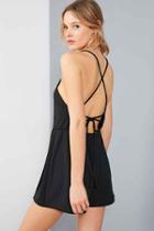 Urban Outfitters Silence + Noise Knit Crepe Tie-back Skort Romper,black,xs