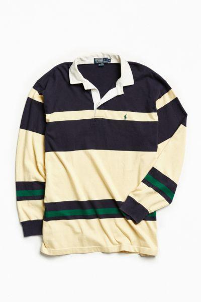 Urban Outfitters Vintage Vintage Polo By Ralph Lauren Yellow + Navy Stripe Rugby Shirt