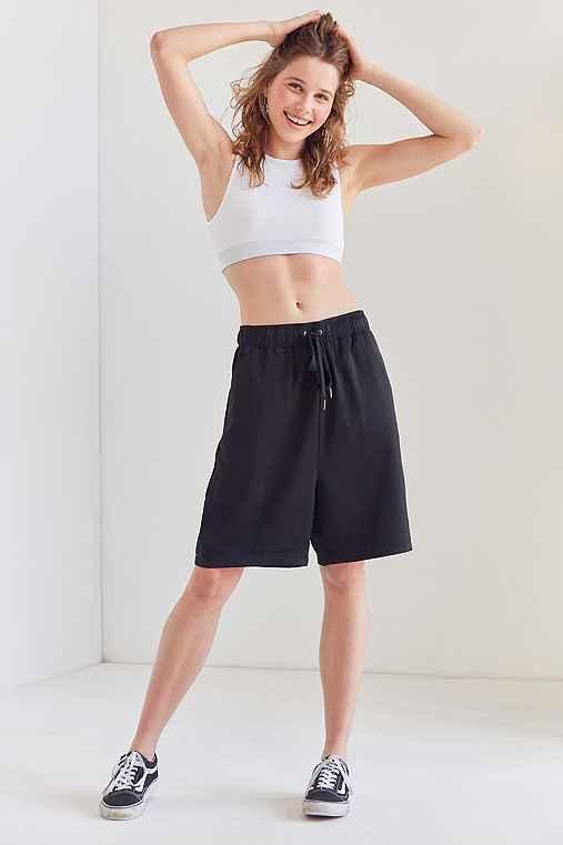 Urban Outfitters Silence + Noise Satin Basketball Short,black,m