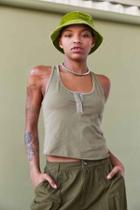 Urban Outfitters Bdg Woven Placket Henley Tank Top,green,s
