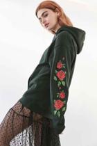 Urban Outfitters Roses Hoodie Sweatshirt,dark Green,m
