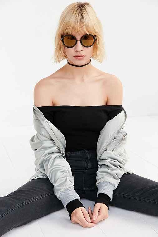 Urban Outfitters Good Morning Round Sunglasses,black,one Size