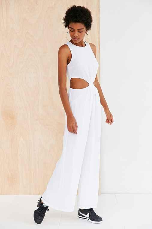 Urban Outfitters Silence + Noise Gauze Cutout Culotte Jumpsuit,white,m