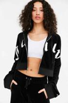 Urban Outfitters Juicy Couture For Uo Cropped Zip Hoodie Jacket,black,xs