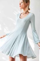 Urban Outfitters Ecote Topanga Cozy Ribbed Long-sleeve Mini Dress,sky,xs