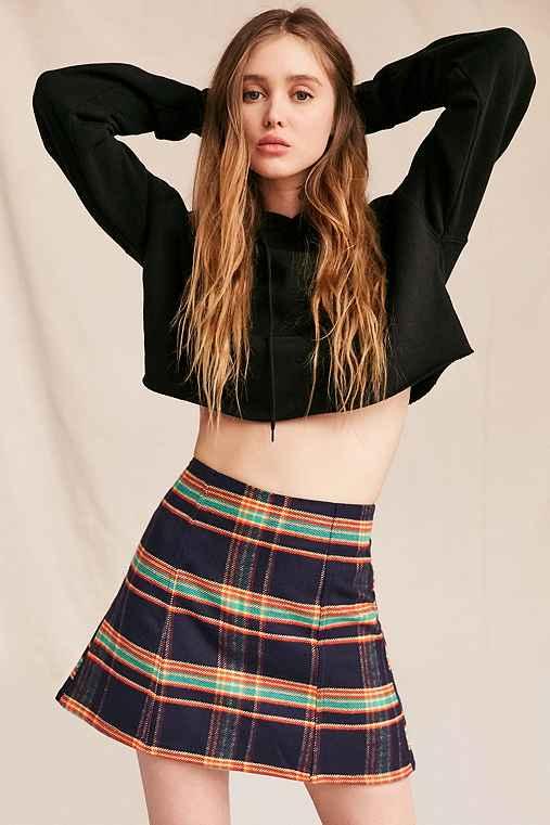 Urban Outfitters Urban Renewal Remade A-line Plaid Skirt,navy,l