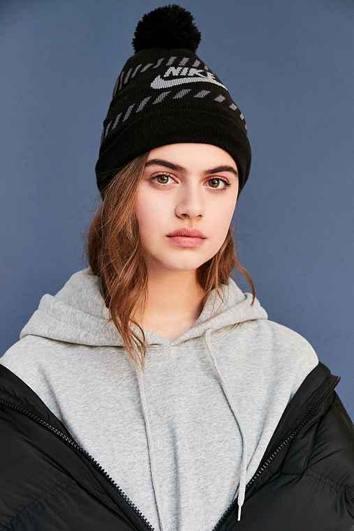 Urban Outfitters Nike Futura Pompom Beanie,black,one Size