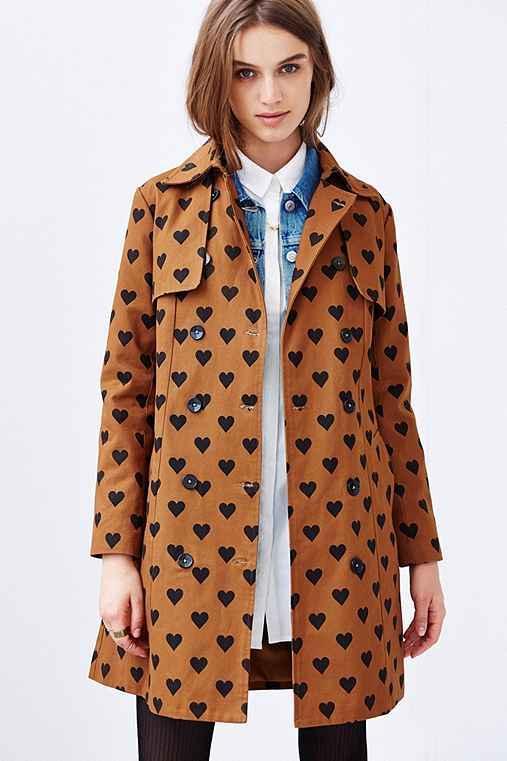 Compania Fantastica Heart Print Belted Trench