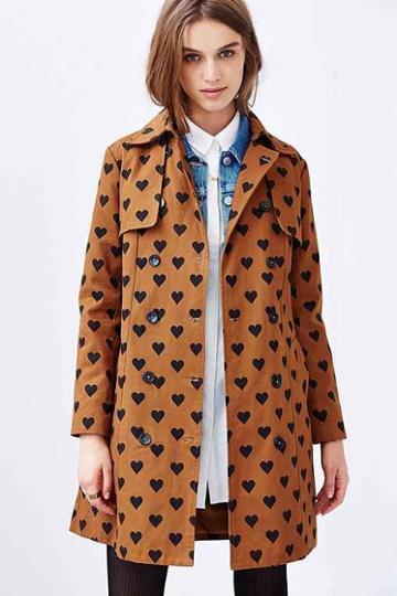 Compania Fantastica Heart Print Belted Trench