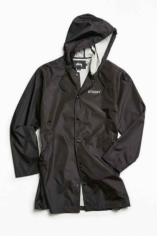 Urban Outfitters Stussy Long Hooded Parka Jacket,black,l
