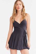 Urban Outfitters Kimchi Blue Veruca Skorted Wrap Romper,washed Black,s