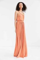 Urban Outfitters Silence + Noise Coralina Cupro Asymmetrical Maxi Dress,rust,xs