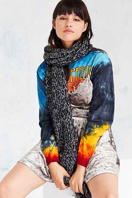 Urban Outfitters Teddy Boucle Knit Scarf,black,one Size
