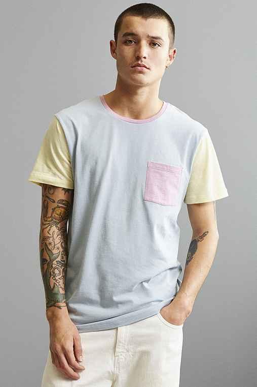 Urban Outfitters Uo Standard Fit Colorblock Pocket Tee,sky,m