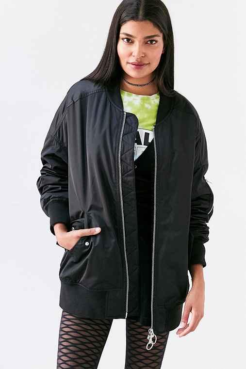 Urban Outfitters Silence + Noise Venice Oversized Bomber Jacket,black,s